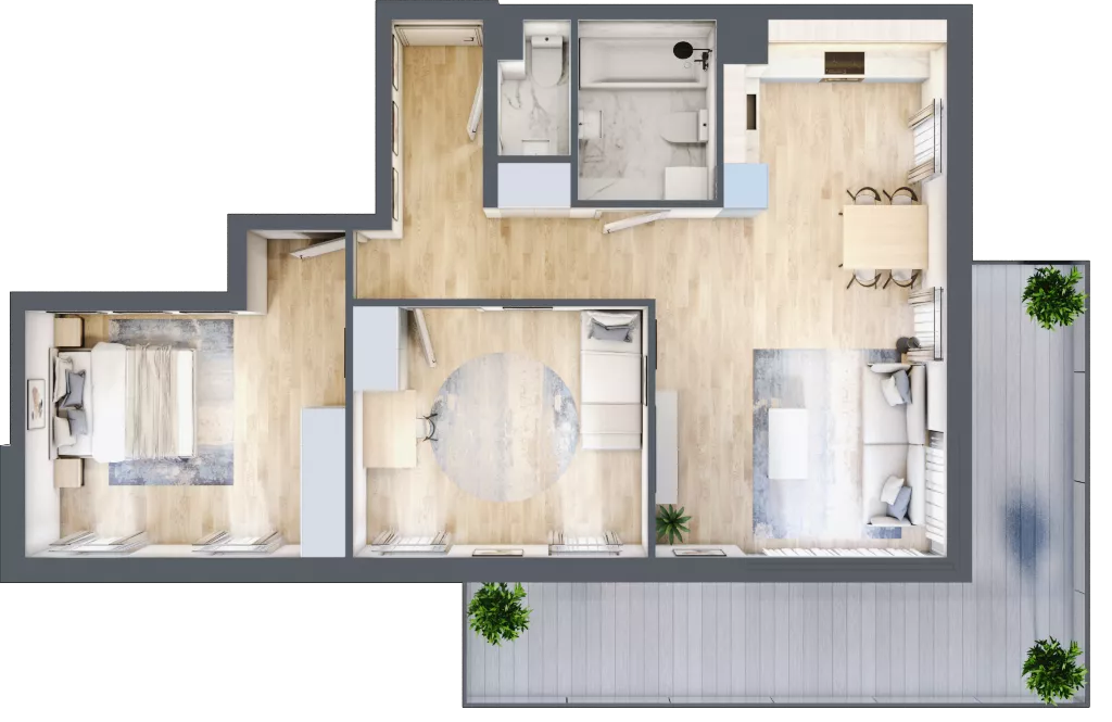 3 pokoje, mieszkanie 69,18 m², piętro 1, oferta nr 7-8, Osiedle Bella Vista Etap V, Kielce, Ostra Górka, ul. Generała Andersa / Wojska Polskiego