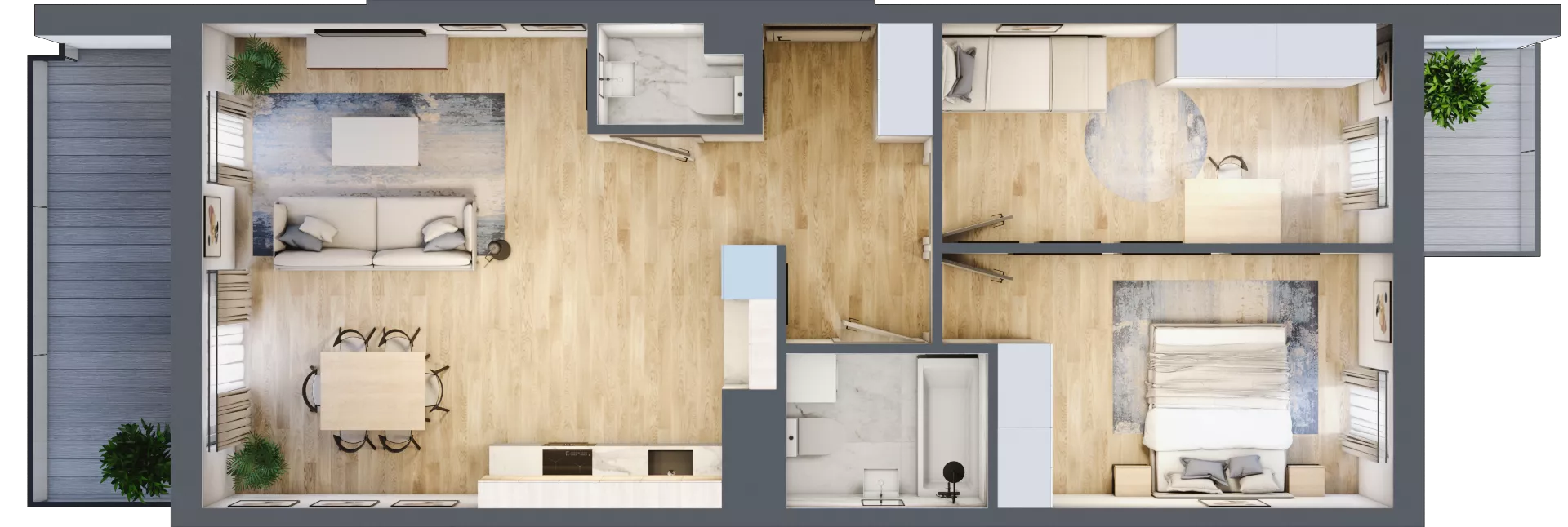 3 pokoje, mieszkanie 66,80 m², piętro 1, oferta nr 7-28, Osiedle Bella Vista Etap V, Kielce, Ostra Górka, ul. Generała Andersa / Wojska Polskiego