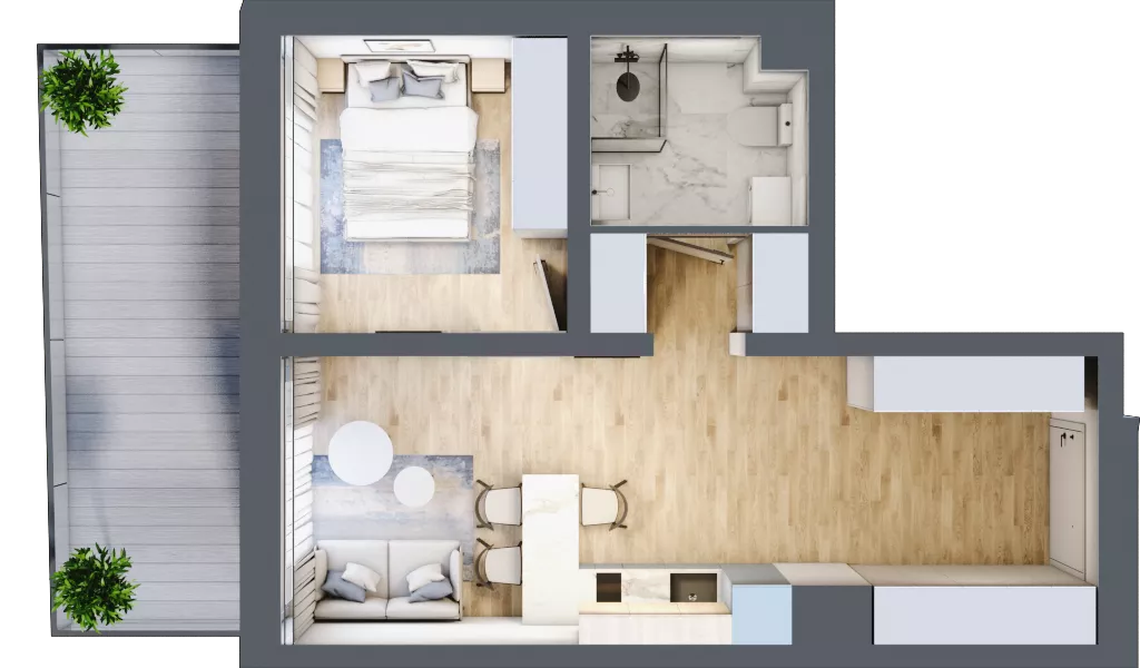 2 pokoje, mieszkanie 37,67 m², piętro 1, oferta nr A.1.13, Cisha, Dziwnów, ul. Kaprala Koniecznego 3