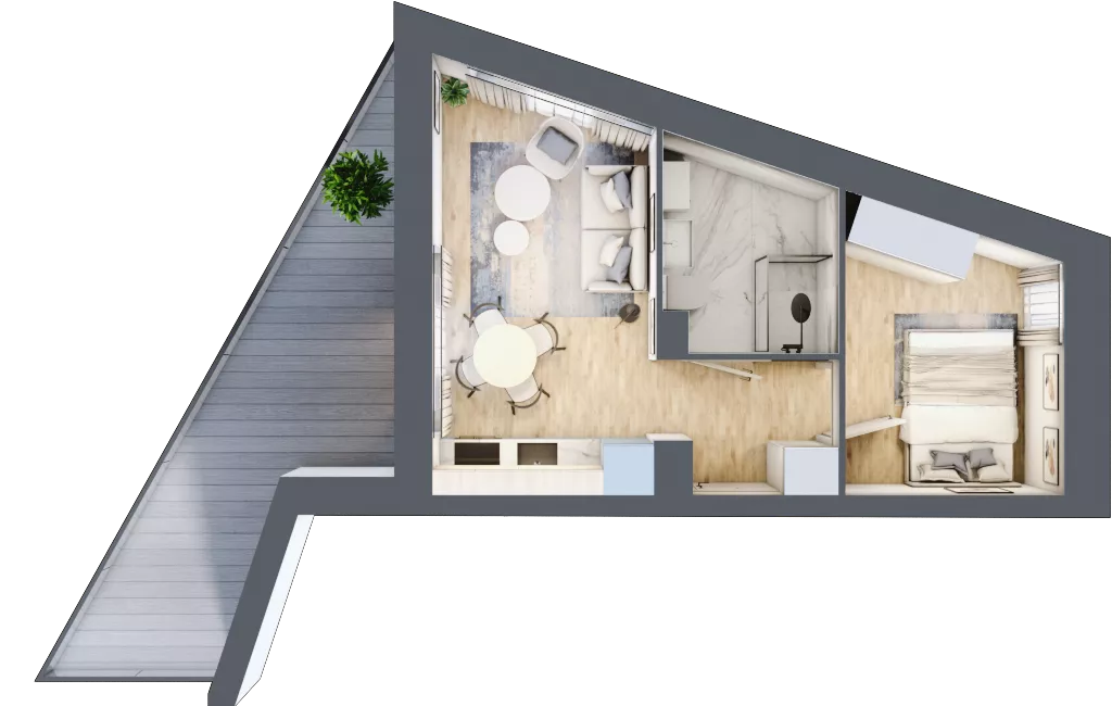 2 pokoje, mieszkanie 29,20 m², piętro 1, oferta nr A.1.14, Cisha, Dziwnów, ul. Kaprala Koniecznego 3