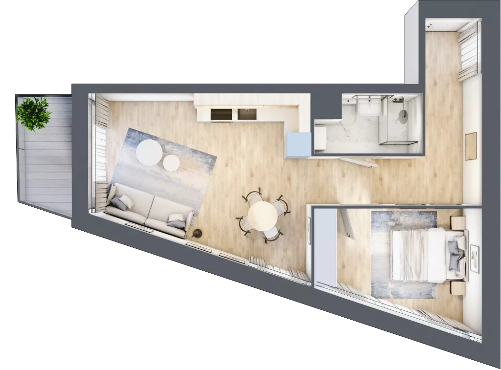2 pokoje, mieszkanie 46,02 m², piętro 2, oferta nr A.2.15, Cisha, Dziwnów, ul. Kaprala Koniecznego 3