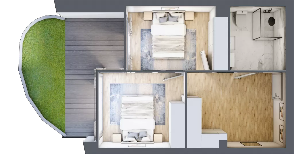 3 pokoje, apartament 62,69 m², parter, oferta nr B.0.2, Cisha, Dziwnów, ul. Kaprala Koniecznego 3