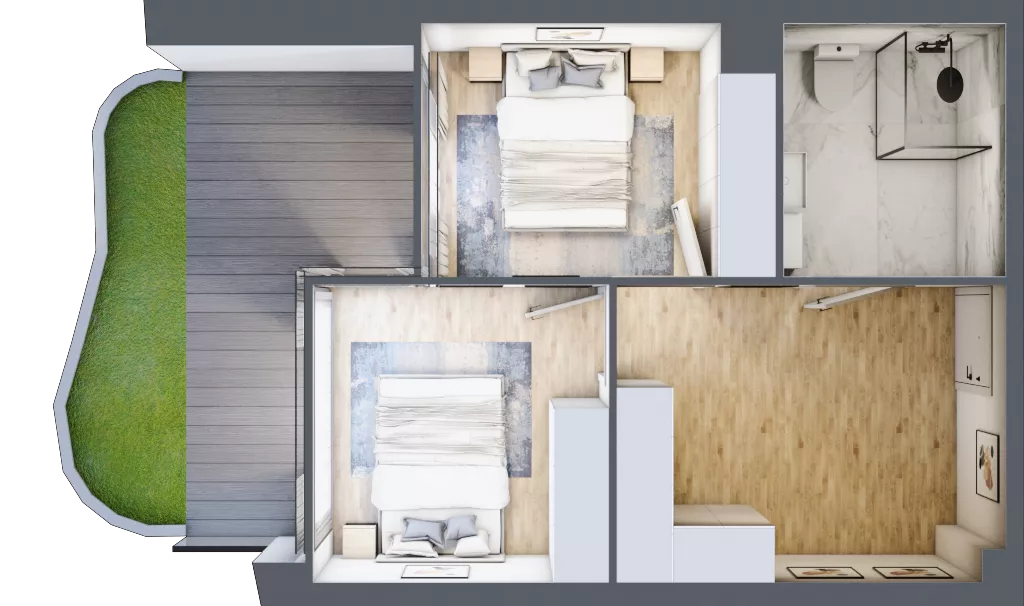 3 pokoje, mieszkanie 57,96 m², parter, oferta nr B.0.3, Cisha, Dziwnów, ul. Kaprala Koniecznego 3