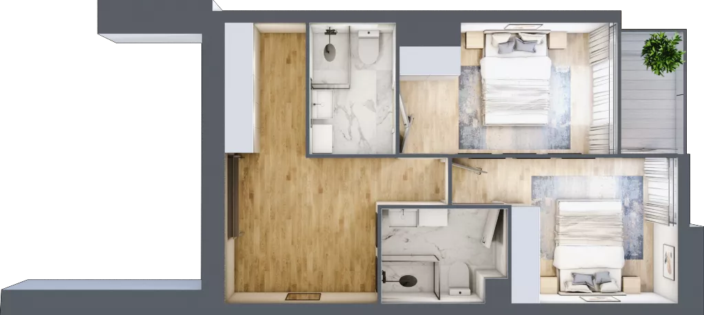 3 pokoje, apartament 81,08 m², parter, oferta nr C.0.2, Cisha, Dziwnów, ul. Kaprala Koniecznego 3