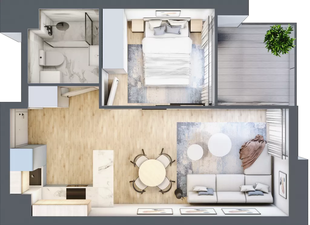2 pokoje, mieszkanie 33,35 m², piętro 1, oferta nr C.1.10, Cisha, Dziwnów, ul. Kaprala Koniecznego 3