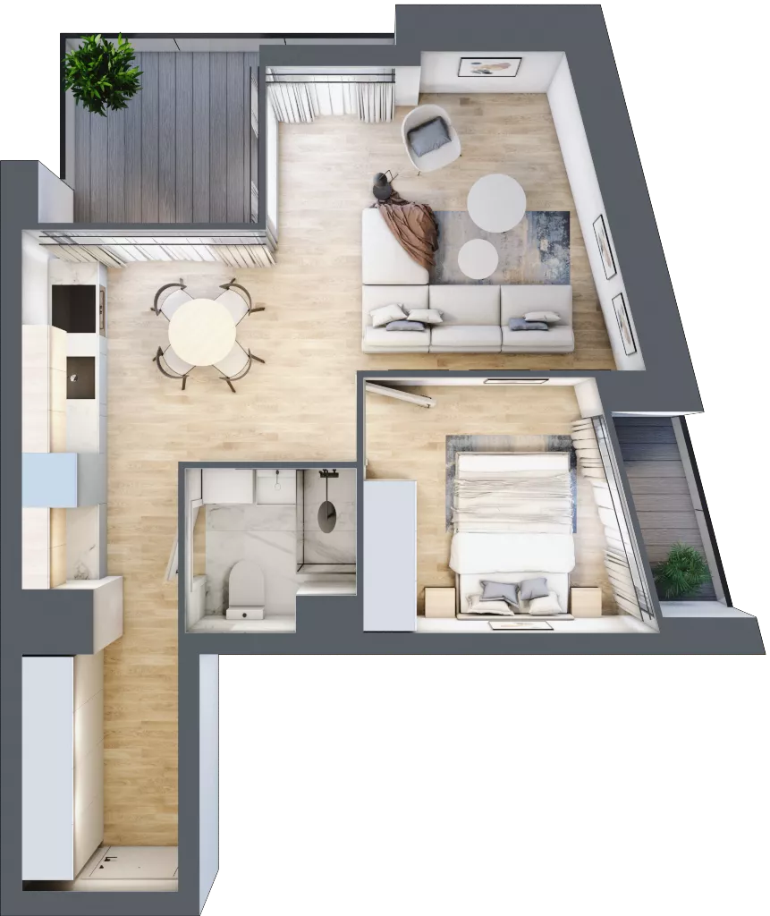 2 pokoje, mieszkanie 38,59 m², piętro 1, oferta nr C.1.12, Cisha, Dziwnów, ul. Kaprala Koniecznego 3