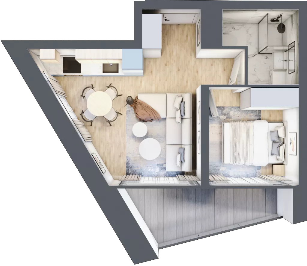 2 pokoje, mieszkanie 29,65 m², piętro 1, oferta nr C.1.13, Cisha, Dziwnów, ul. Kaprala Koniecznego 3