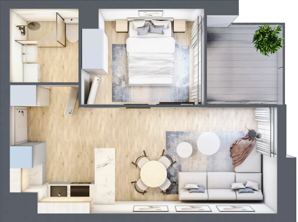 2 pokoje, mieszkanie 33,27 m², piętro 2, oferta nr C.2.17, Cisha, Dziwnów, ul. Kaprala Koniecznego 3