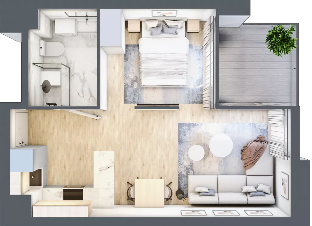 2 pokoje, mieszkanie 33,34 m², piętro 2, oferta nr C.2.18, Cisha, Dziwnów, ul. Kaprala Koniecznego 3