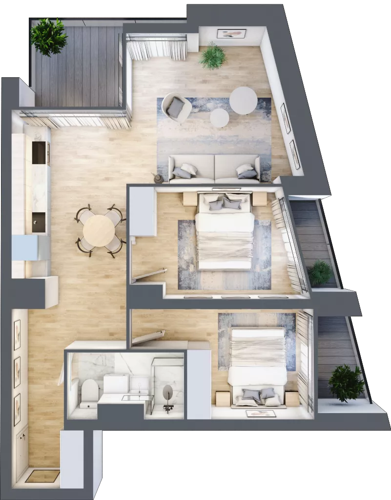 3 pokoje, mieszkanie 54,35 m², piętro 2, oferta nr C.2.20, Cisha, Dziwnów, ul. Kaprala Koniecznego 3