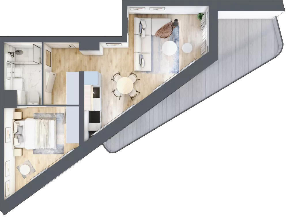 2 pokoje, mieszkanie 38,56 m², piętro 2, oferta nr C.2.21, Cisha, Dziwnów, ul. Kaprala Koniecznego 3