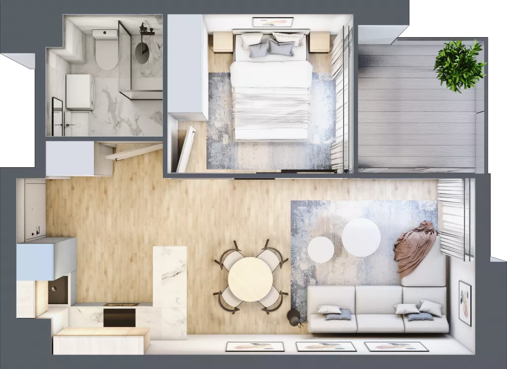 2 pokoje, mieszkanie 33,35 m², piętro 3, oferta nr C.3.25, Cisha, Dziwnów, ul. Kaprala Koniecznego 3
