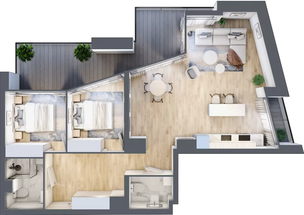 3 pokoje, mieszkanie 68,96 m², piętro 3, oferta nr C.3.26, Cisha, Dziwnów, ul. Kaprala Koniecznego 3