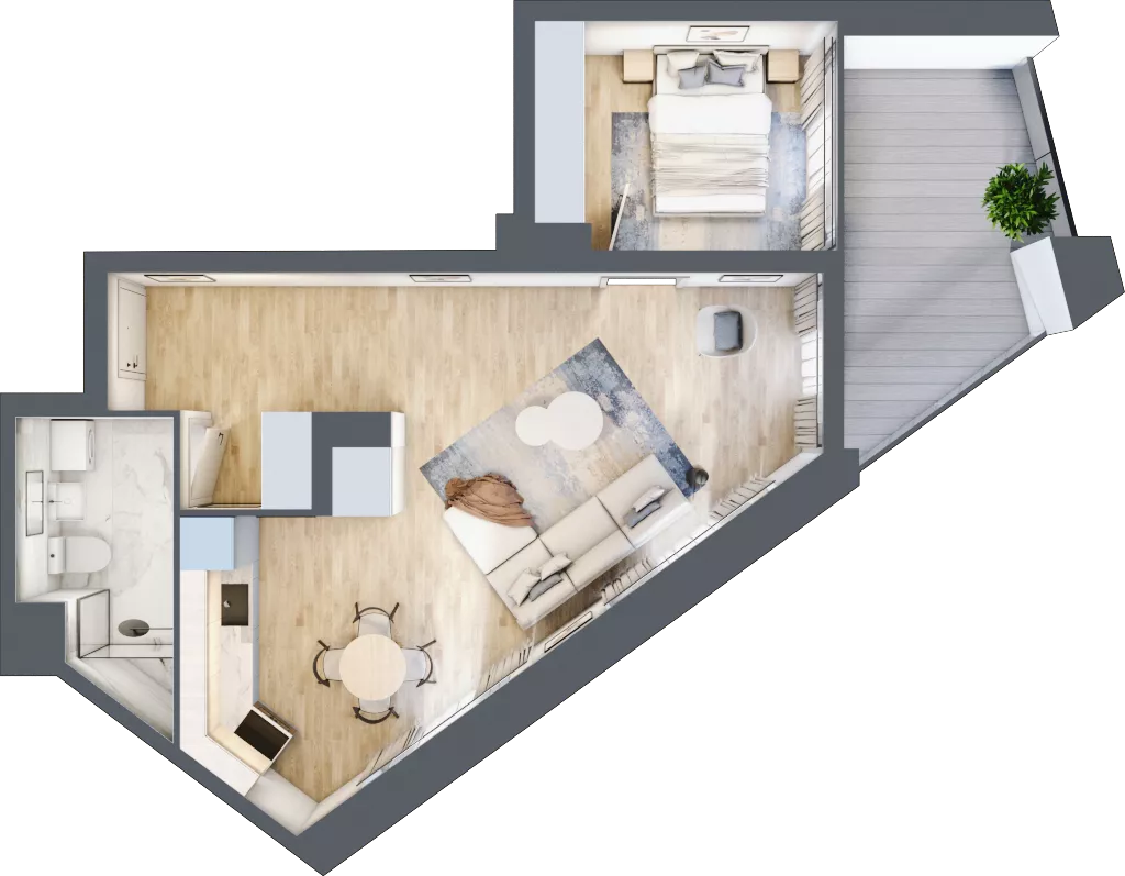2 pokoje, mieszkanie 46,54 m², piętro 3, oferta nr C.3.27, Cisha, Dziwnów, ul. Kaprala Koniecznego 3
