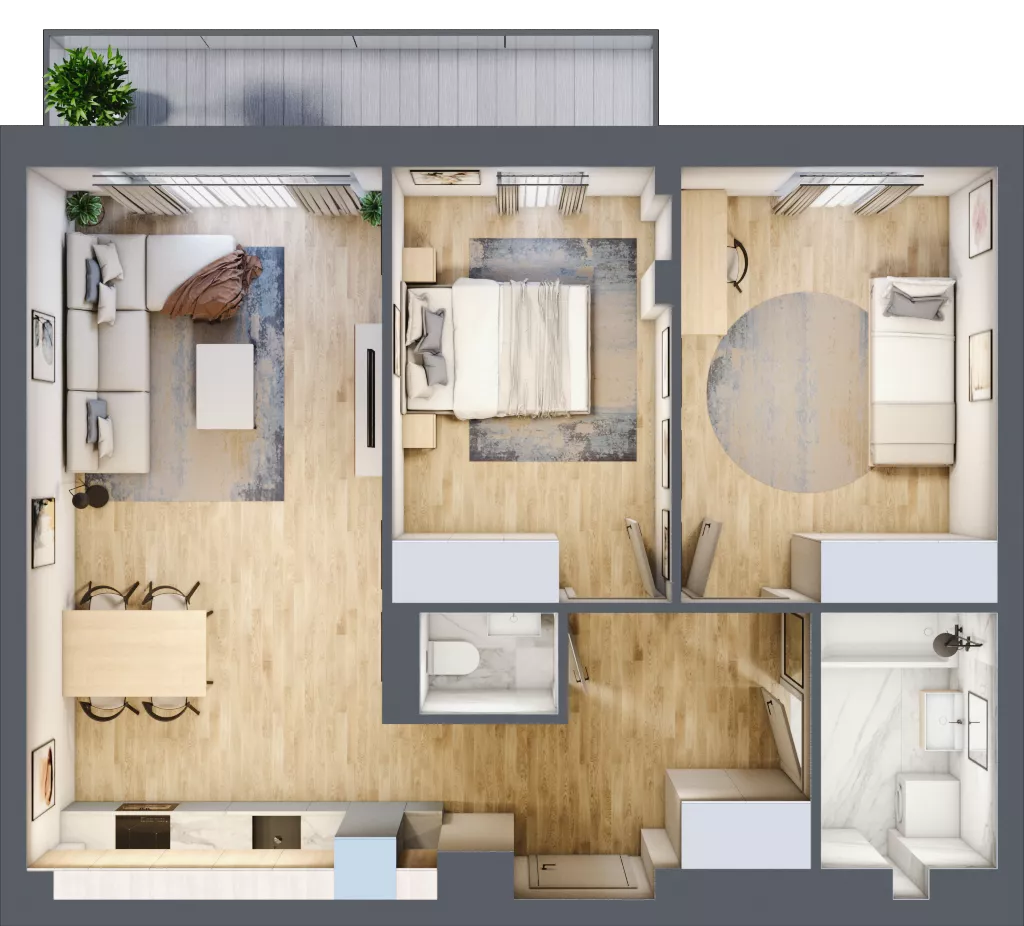 3 pokoje, apartament 61,69 m², piętro 2, oferta nr G13, Piano Park bud. G, Suwałki, Czarnoziem, ul. Witolda "Rotmistrza" Pileckiego