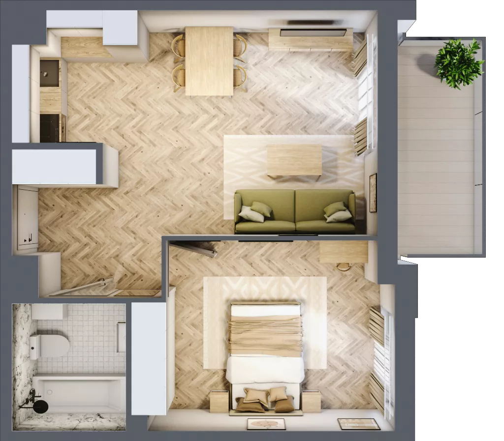 2 pokoje, mieszkanie 45,04 m², piętro 1, oferta nr 1.1.08, Rytelska, Gdańsk, Orunia Górna-Gdańsk Południe, ul. Rytelska