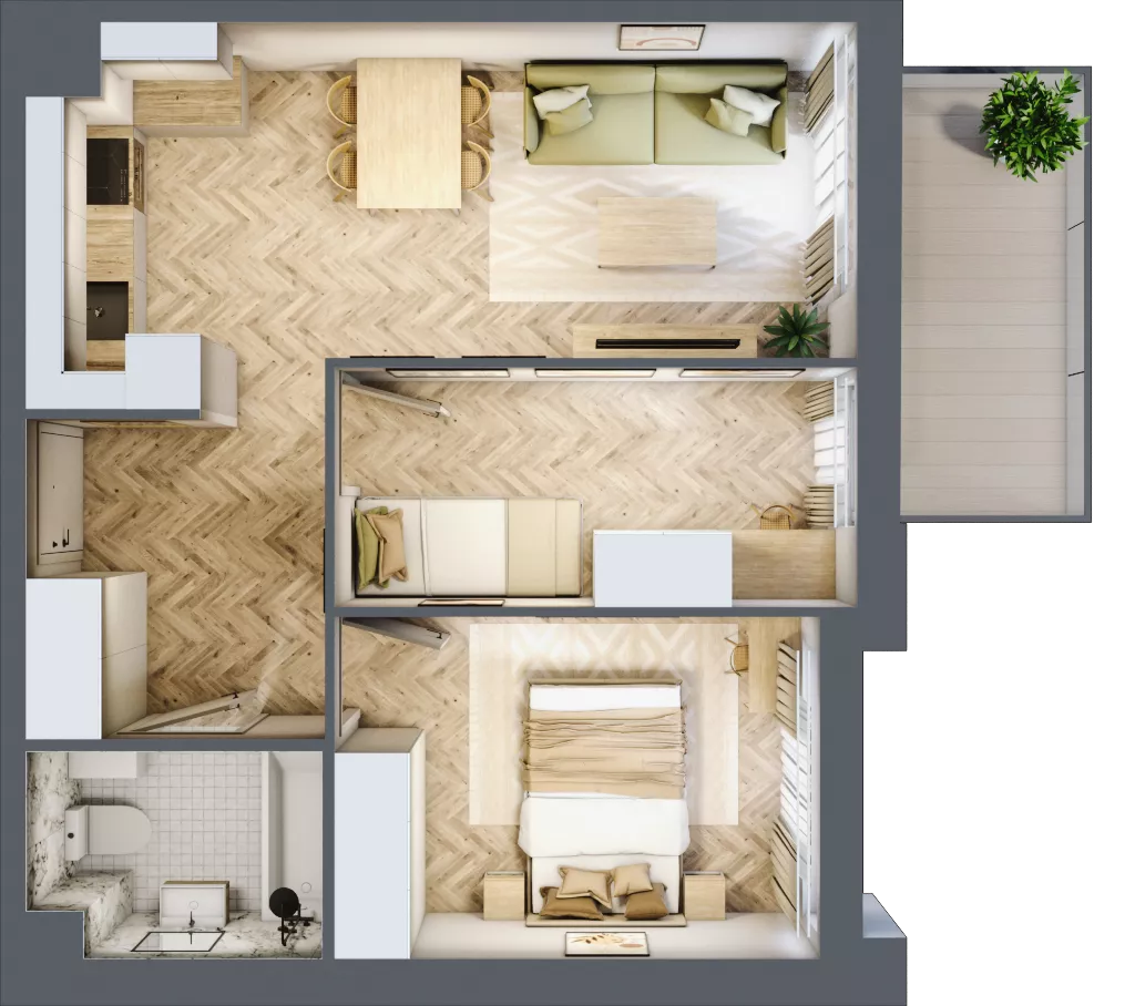 3 pokoje, mieszkanie 46,79 m², piętro 1, oferta nr 1.1.06, Rytelska, Gdańsk, Orunia Górna-Gdańsk Południe, ul. Rytelska