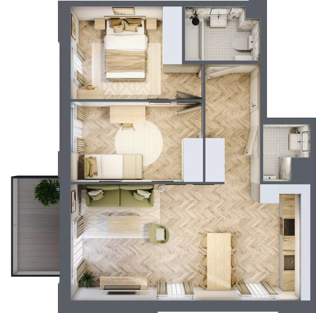 3 pokoje, mieszkanie 61,03 m², piętro 1, oferta nr 1.1.10, Rytelska, Gdańsk, Orunia Górna-Gdańsk Południe, ul. Rytelska