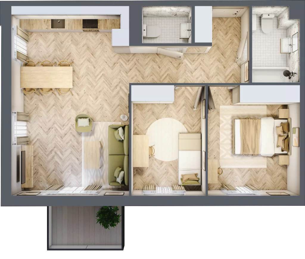3 pokoje, mieszkanie 64,21 m², piętro 2, oferta nr 2.2.09, Rytelska, Gdańsk, Orunia Górna-Gdańsk Południe, ul. Rytelska