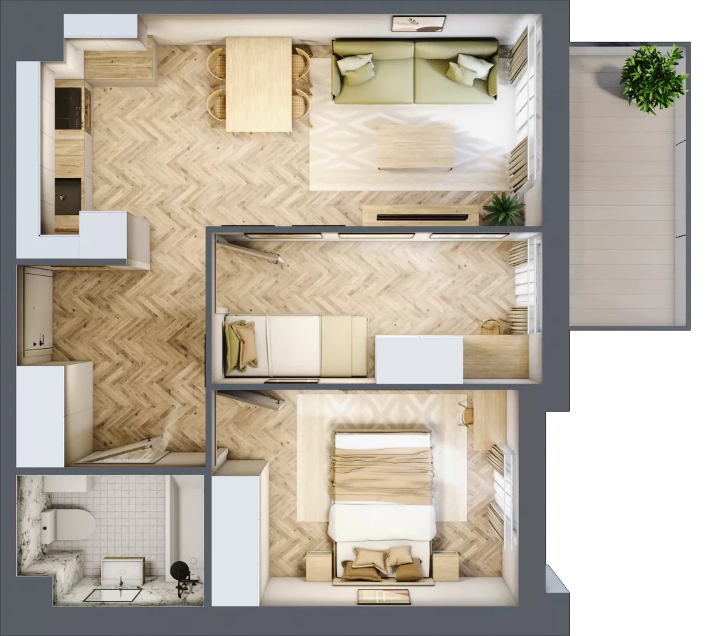 3 pokoje, mieszkanie 46,79 m², piętro 2, oferta nr 2.2.06, Rytelska, Gdańsk, Orunia Górna-Gdańsk Południe, ul. Rytelska