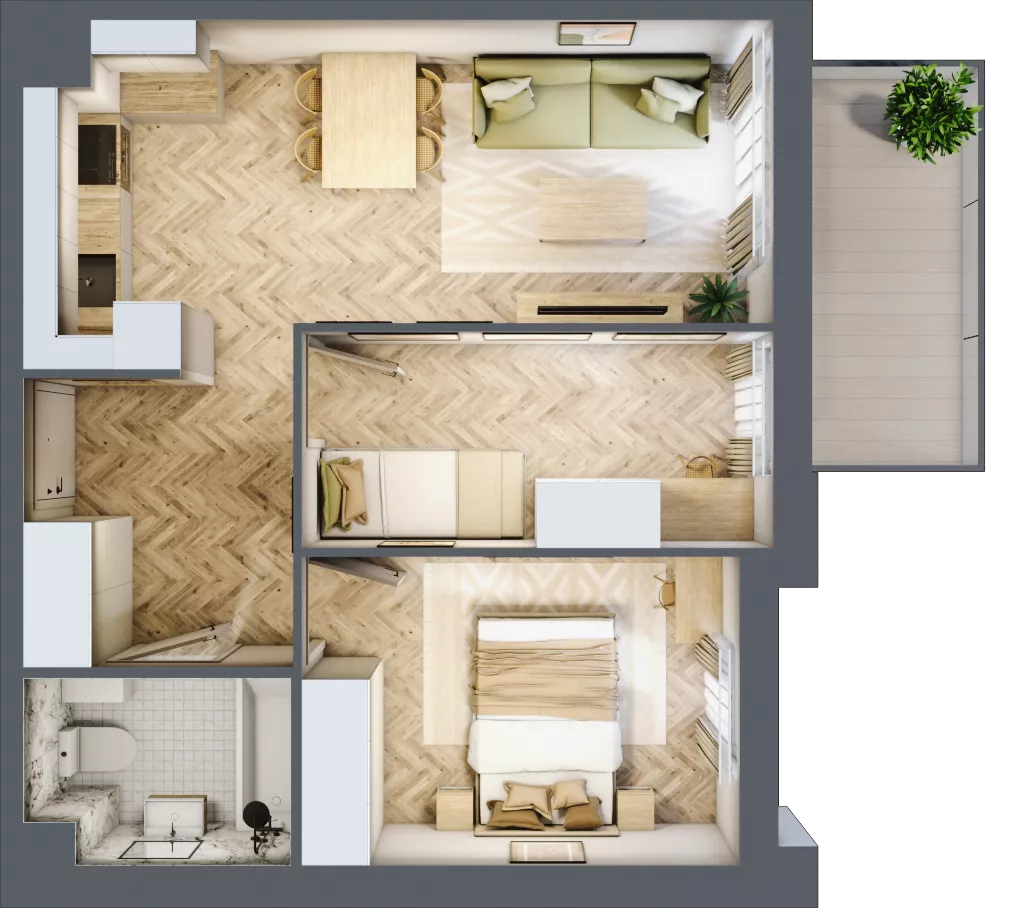 3 pokoje, mieszkanie 46,79 m², piętro 3, oferta nr 2.3.06, Rytelska, Gdańsk, Orunia Górna-Gdańsk Południe, ul. Rytelska
