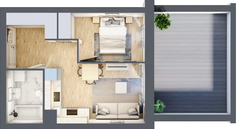 2 pokoje, mieszkanie 36,31 m², parter, oferta nr I.0.3, Pryncypalna 66, Łódź, Górna, Chojny, ul. Pryncypalna 66