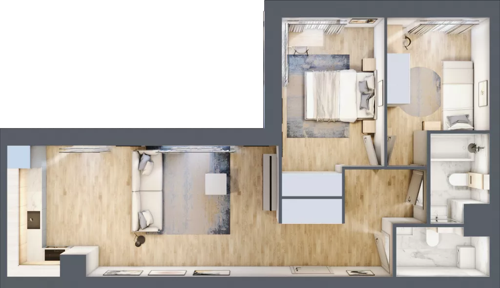 3 pokoje, mieszkanie 60,62 m², piętro 1, oferta nr I.1.1, Pryncypalna 66, Łódź, Górna, Chojny, ul. Pryncypalna 66