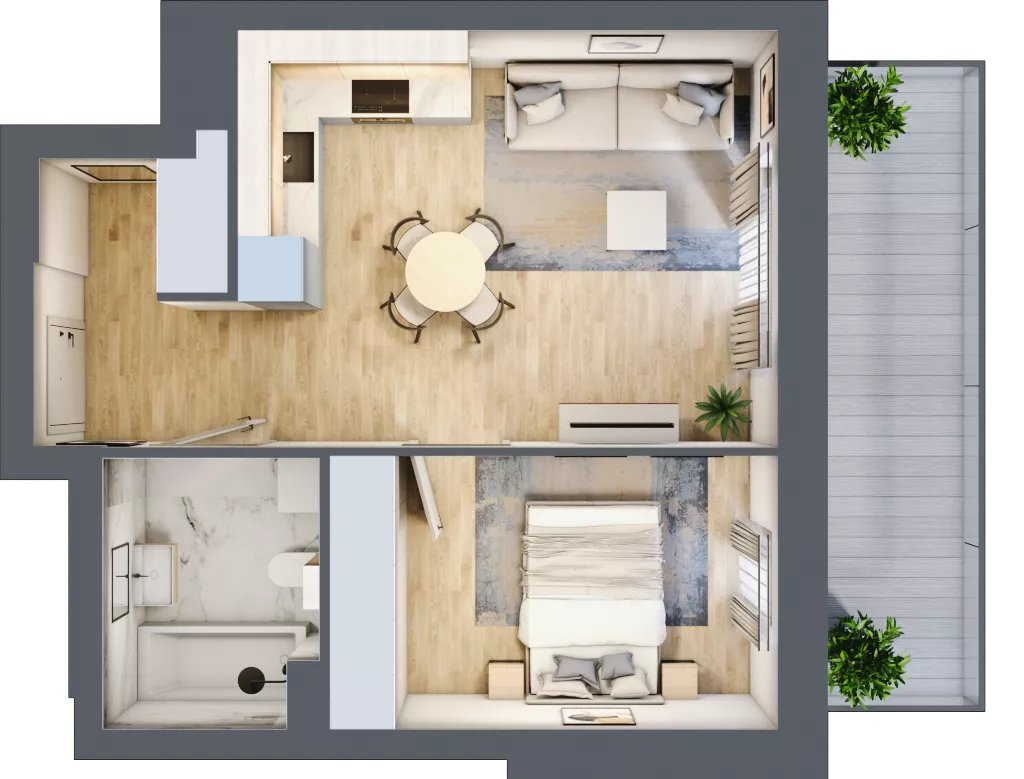 2 pokoje, mieszkanie 39,32 m², piętro 2, oferta nr I.2.6, Pryncypalna 66, Łódź, Górna, Chojny, ul. Pryncypalna 66