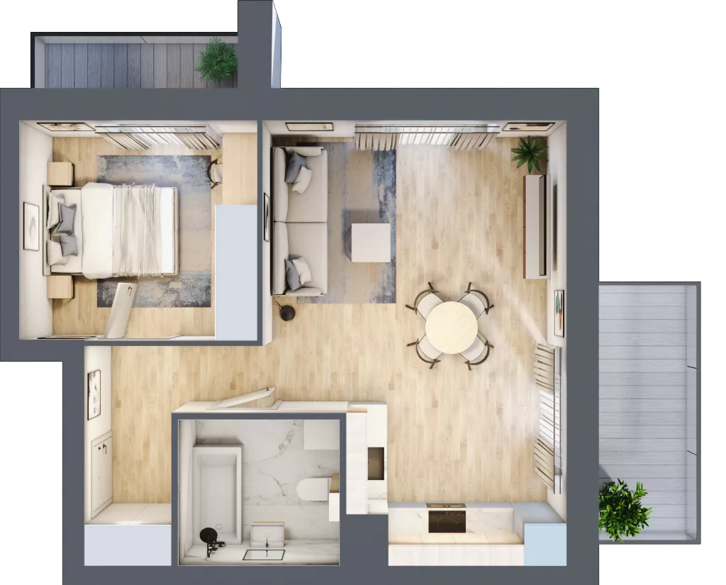 2 pokoje, mieszkanie 44,92 m², piętro 2, oferta nr II.2.2, Pryncypalna 66, Łódź, Górna, Chojny, ul. Pryncypalna 66