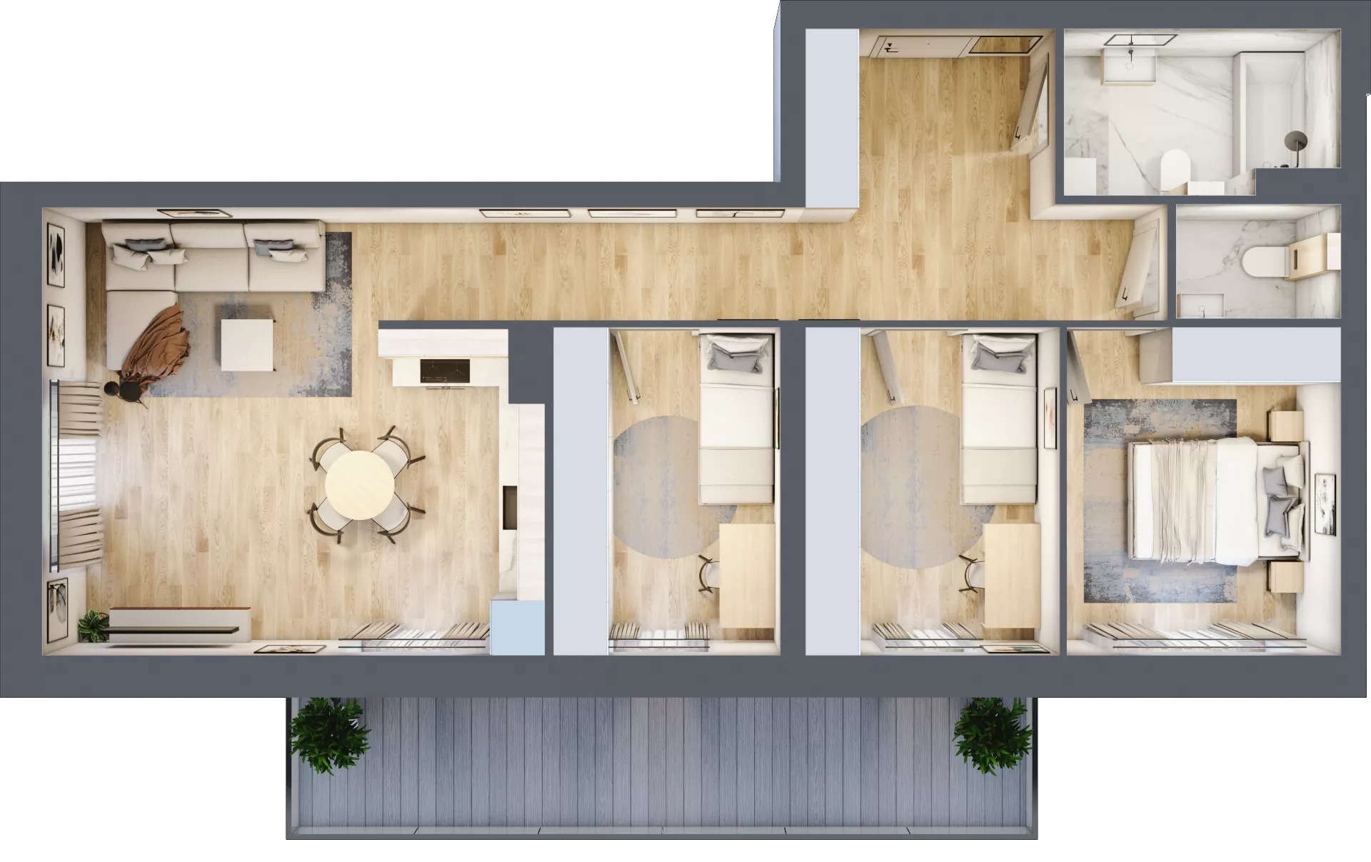4 pokoje, mieszkanie 77,70 m², piętro 2, oferta nr II.2.6, Pryncypalna 66, Łódź, Górna, Chojny, ul. Pryncypalna 66
