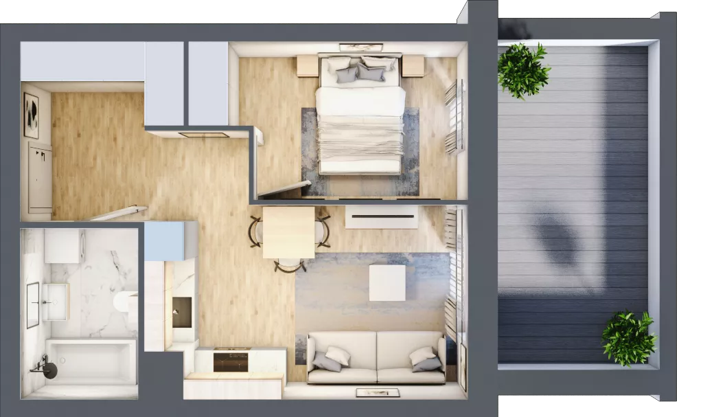 2 pokoje, mieszkanie 36,28 m², parter, oferta nr II.0.3, Pryncypalna 66, Łódź, Górna, Chojny, ul. Pryncypalna 66
