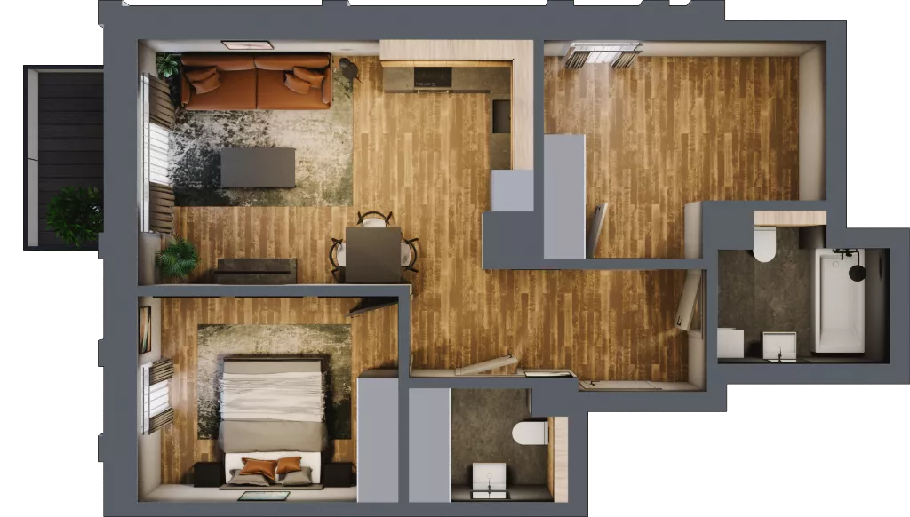 2 pokoje, apartament 57,64 m², piętro 1, oferta nr 194, Folwark Scheiblera, Łódź, Widzew, ul. Tymienieckiego 33A