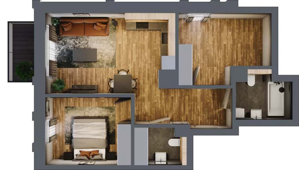 2 pokoje, apartament 57,64 m², piętro 3, oferta nr 214, Folwark Scheiblera, Łódź, Widzew, ul. Tymienieckiego 33A