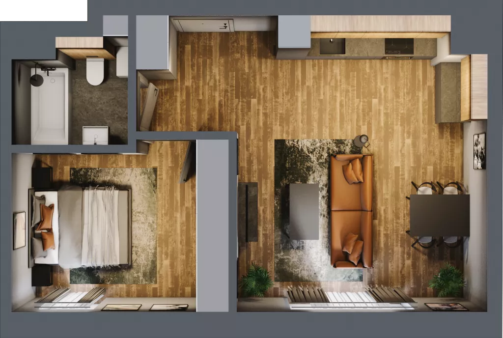 2 pokoje, apartament 45,60 m², piętro 3, oferta nr 205, Folwark Scheiblera, Łódź, Widzew, ul. Tymienieckiego 33A