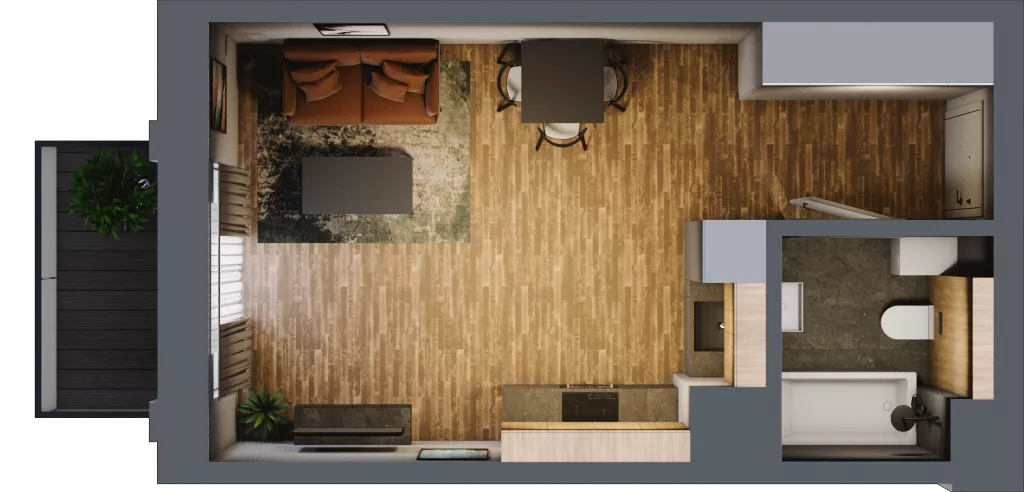 1 pokój, apartament 29,93 m², piętro 1, oferta nr 12, Folwark Scheiblera, Łódź, Widzew, ul. Tymienieckiego 33A