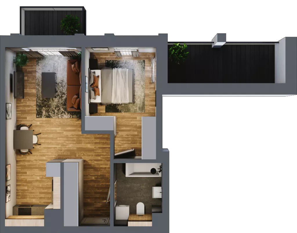 2 pokoje, apartament 45,61 m², piętro 1, oferta nr 16, Folwark Scheiblera, Łódź, Widzew, ul. Tymienieckiego 33A