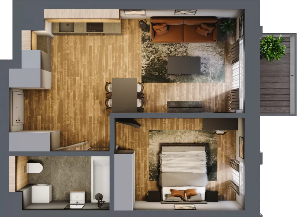 2 pokoje, apartament 45,14 m², piętro 2, oferta nr 197, Folwark Scheiblera, Łódź, Widzew, ul. Tymienieckiego 33A