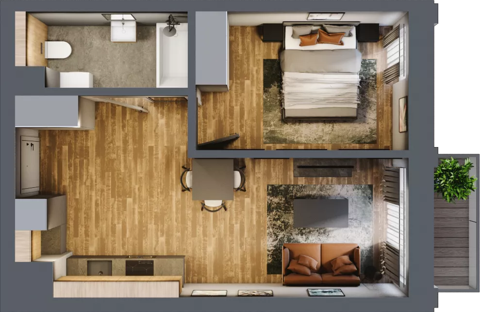 2 pokoje, apartament 38,67 m², piętro 3, oferta nr 165, Folwark Scheiblera, Łódź, Widzew, ul. Tymienieckiego 33A