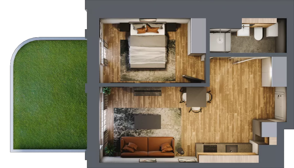 2 pokoje, apartament 39,92 m², parter, oferta nr 6, Folwark Scheiblera, Łódź, Widzew, ul. Tymienieckiego 33A