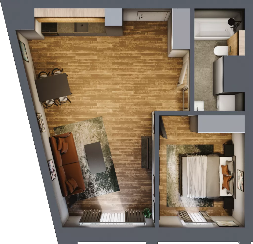 2 pokoje, apartament 50,23 m², piętro 3, oferta nr 62, Folwark Scheiblera, Łódź, Widzew, ul. Tymienieckiego 33A
