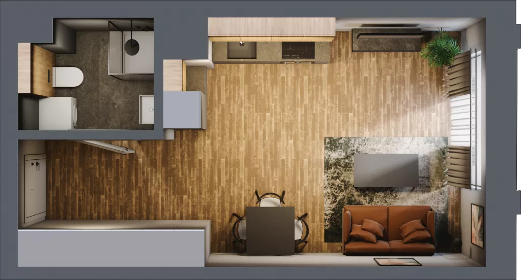 1 pokój, apartament 28,97 m², piętro 1, oferta nr 15, Folwark Scheiblera, Łódź, Widzew, ul. Tymienieckiego 33A