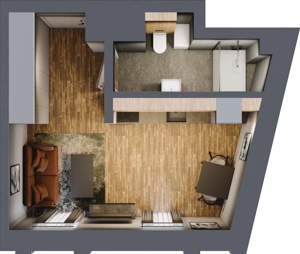 1 pokój, apartament 26,69 m², parter, oferta nr 114, Folwark Scheiblera, Łódź, Widzew, ul. Tymienieckiego 33A