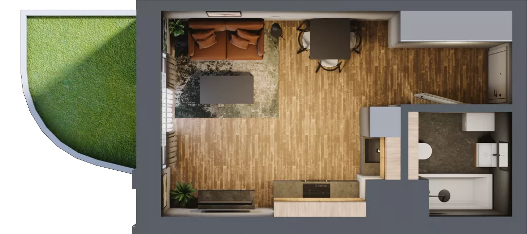 1 pokój, apartament 26,51 m², parter, oferta nr 43, Folwark Scheiblera, Łódź, Widzew, ul. Tymienieckiego 33A