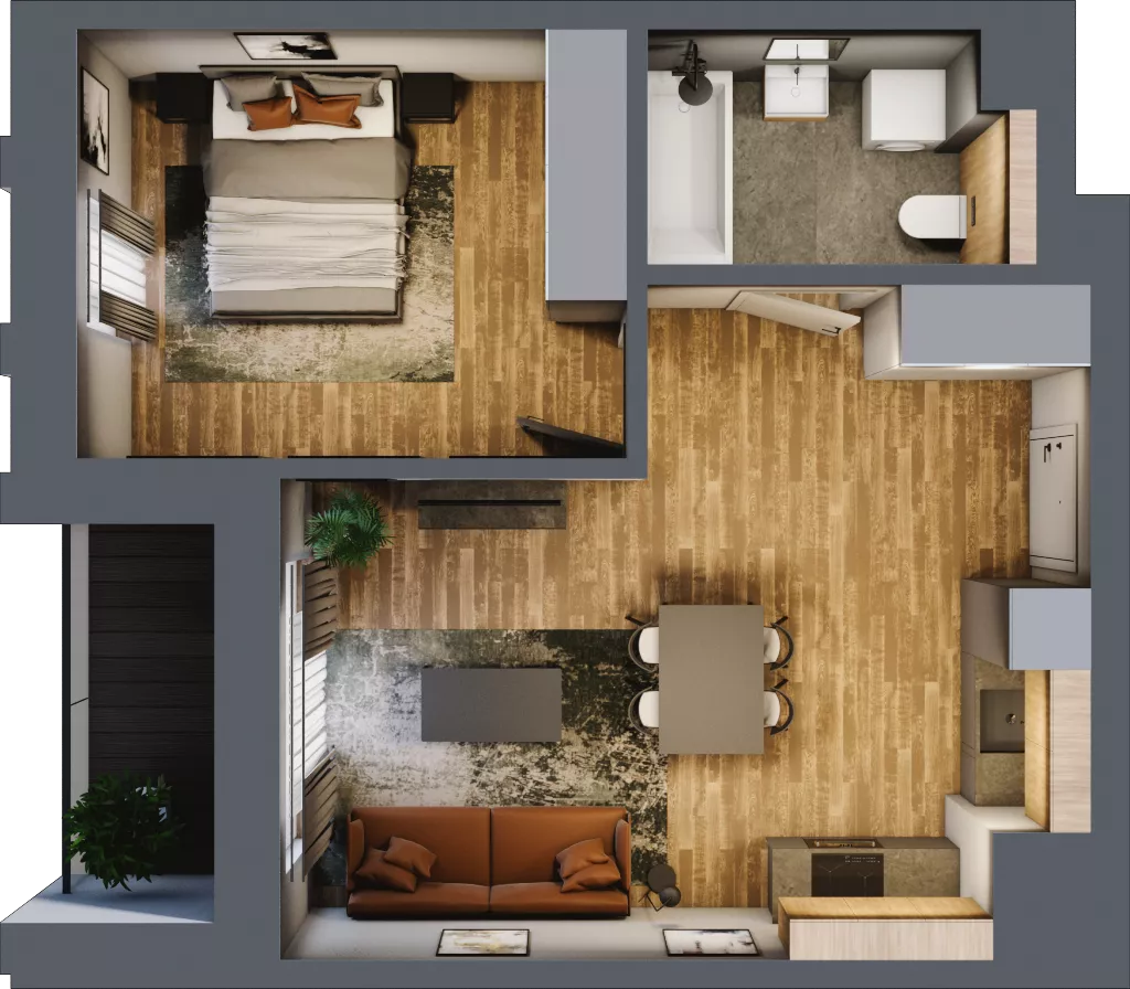 2 pokoje, apartament 42,82 m², piętro 2, oferta nr 20, Folwark Scheiblera, Łódź, Widzew, ul. Tymienieckiego 33A