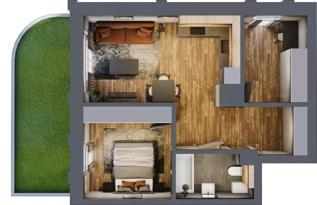 2 pokoje, apartament 48,56 m², parter, oferta nr 184, Folwark Scheiblera, Łódź, Widzew, ul. Tymienieckiego 33A