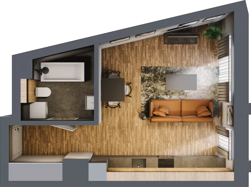 1 pokój, apartament 33,39 m², piętro 2, oferta nr 53, Folwark Scheiblera, Łódź, Widzew, ul. Tymienieckiego 33A