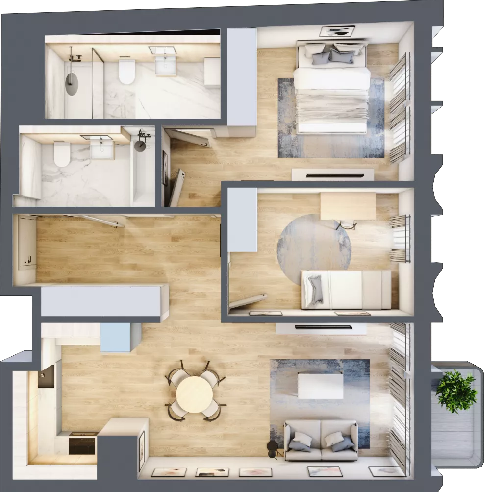 3 pokoje, mieszkanie 67,89 m², piętro 2, oferta nr 15, Kamienica Garbary 68, Poznań, Stare Miasto, Garbary, ul. Garbary 68