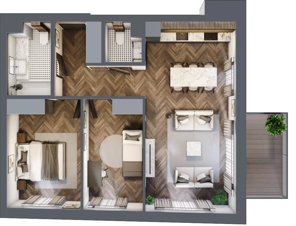 3 pokoje, mieszkanie 63,84 m², piętro 1, oferta nr 9, Srebrna 5, Warszawa, Wola, Mirów, ul. Srebrna 5