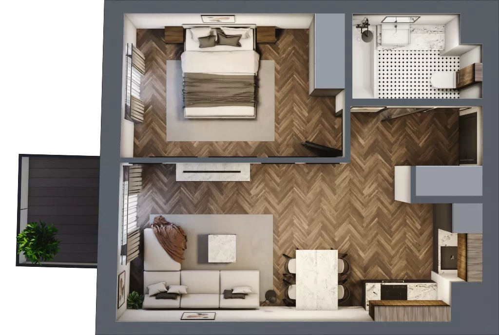 2 pokoje, mieszkanie 42,34 m², piętro 1, oferta nr 10, Srebrna 5, Warszawa, Wola, Mirów, ul. Srebrna 5