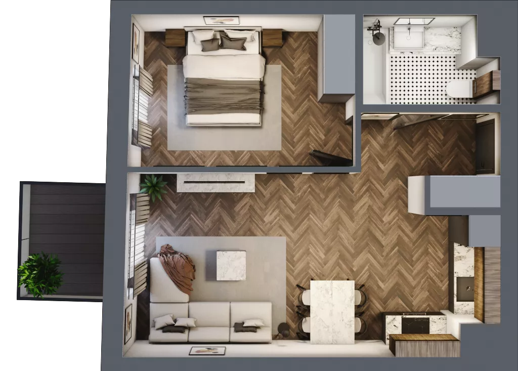 2 pokoje, mieszkanie 43,48 m², piętro 1, oferta nr 11, Srebrna 5, Warszawa, Wola, Mirów, ul. Srebrna 5